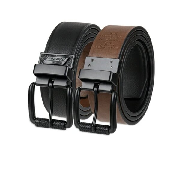 NWT DICKIES Genuine Mens Two-In-One Reversible Black toBrown Casual Stretch Belt - Picture 1 of 6